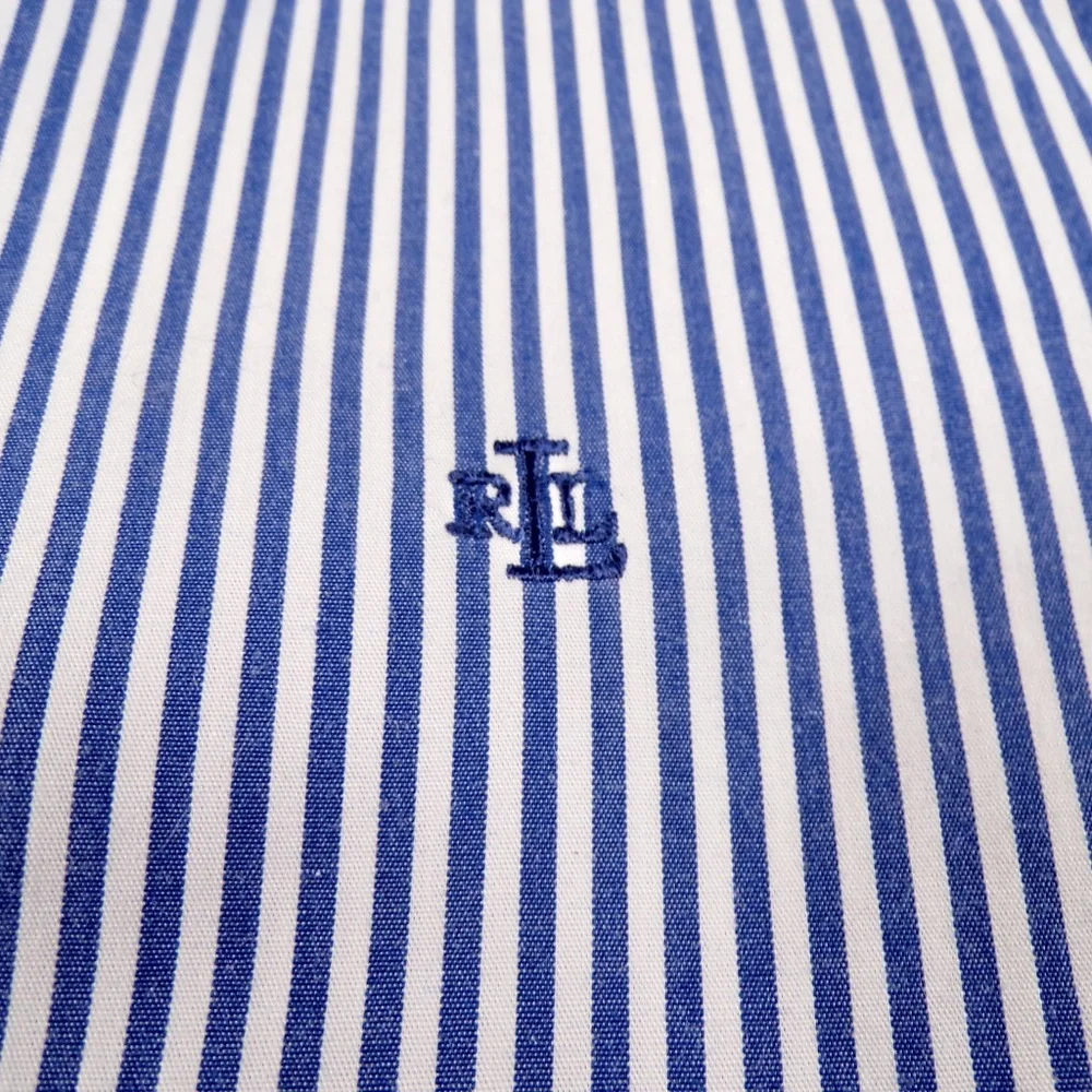 Lauren Ralph Lauren Men's Blue/White Striped Dress Shirt Size Medium - Picture 6 of 8